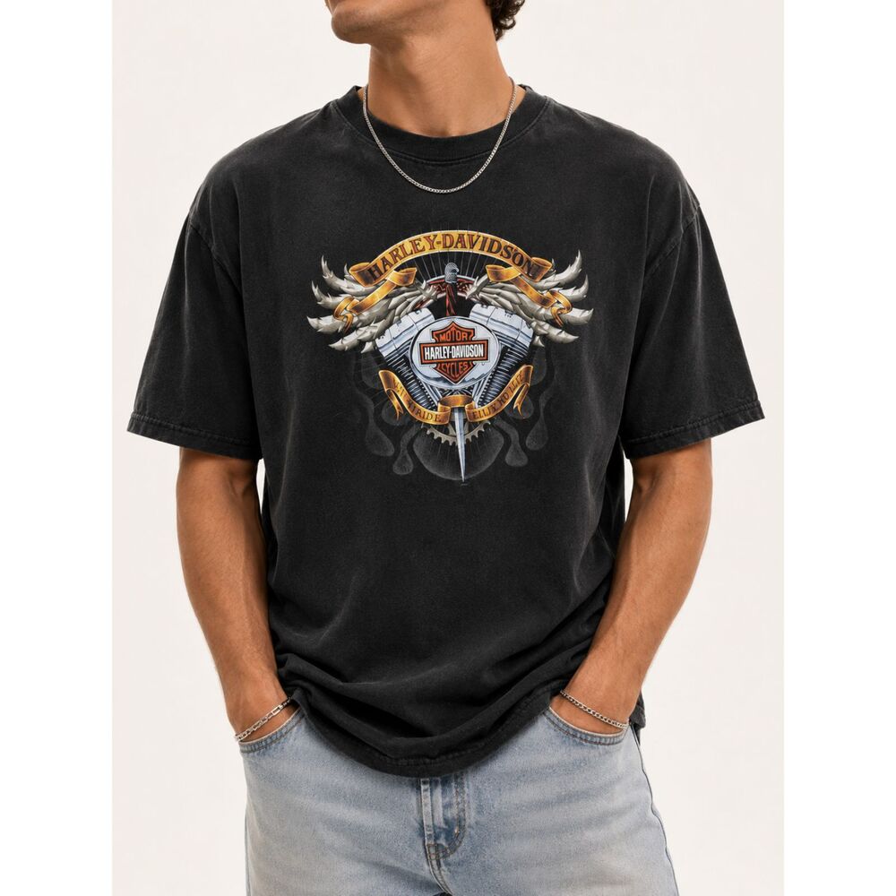 2010 Harley Davidson Silver Eagle Waterloo Iowa Graphic T-Shirt XL Biker Tee